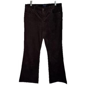 Talbots Womens Signature Boot Cut 12 Petite Brown Corduroy Pants High Waist